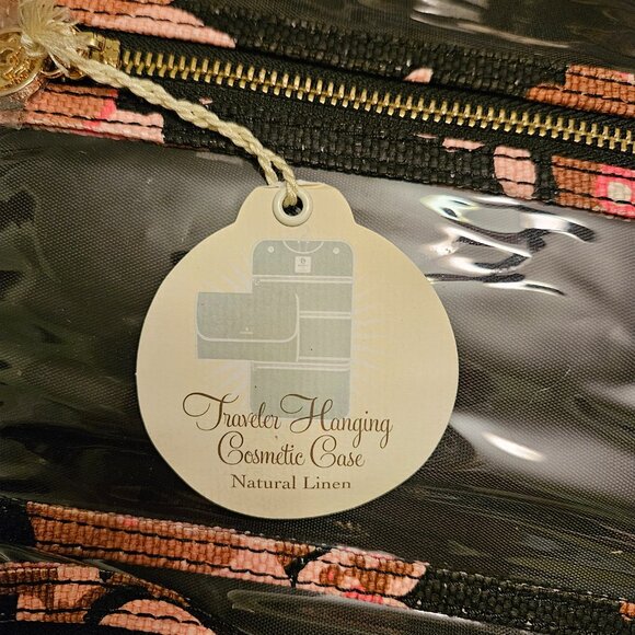 Spartina 449 Natural Linen Black Floral Print Hang Up Toiletry Bad - Picture 3 of 9